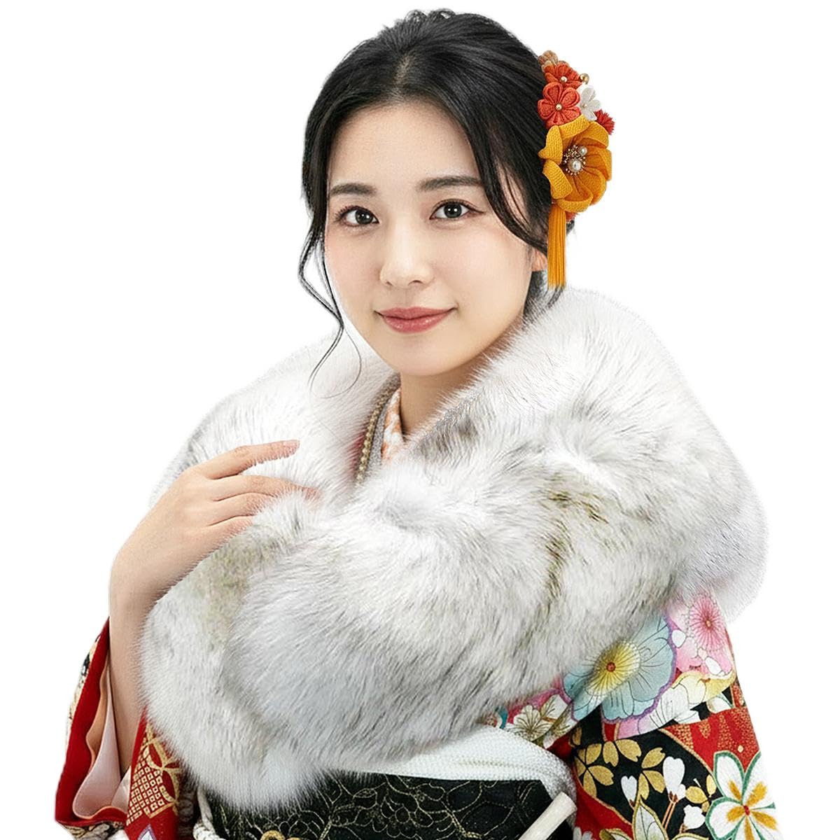 Amazon.co.jp: [京都うさぎ堂] ＜毛皮＞ブルーフォックスショール 振袖